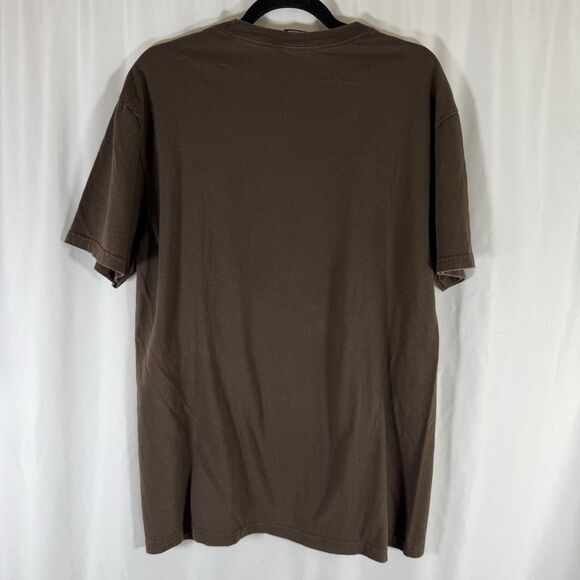 Quicksilver Shirt Men's Large Brown Hawaii Print Short Sleeve Crew Neck Cotton - Picture 7 of 8